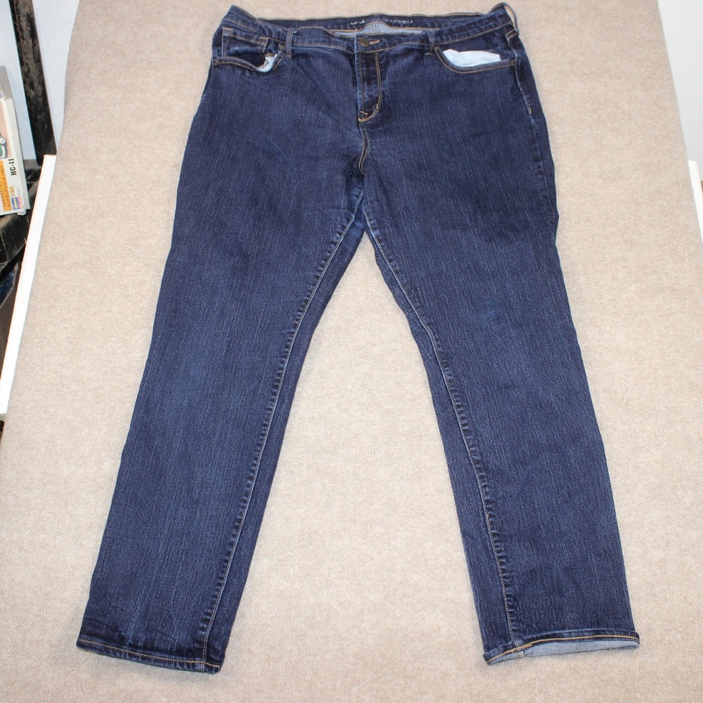 Old Navy Womens Straight Leg Jeans Dark Wash Blue Denim Size 16 Short